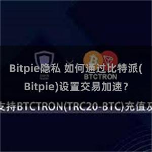 Bitpie隐私 如何通过比特派(Bitpie)设置交易加速？