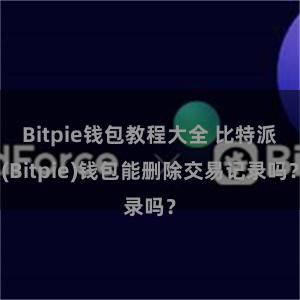 Bitpie钱包教程大全 比特派(Bitpie)钱包能删除交易记录吗？