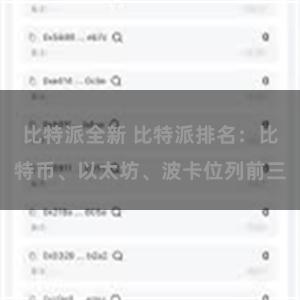 比特派全新 比特派排名：比特币、以太坊、波卡位列前三